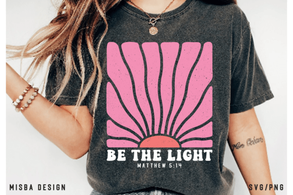 Be the Light Mathew 5:14 PNG SVG: A Sunburst Vintage Design for Faith-Based Creators