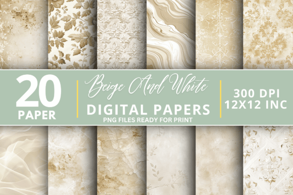 Beige and White Digital Paper Bundle: A Designer's Neutral Toolkit