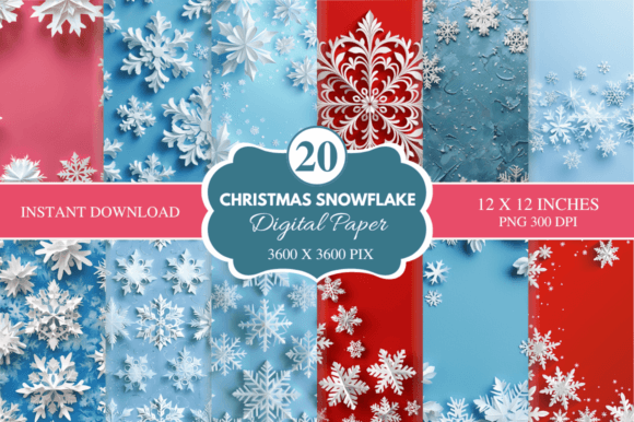 Christmas Snowflake Digital Paper Bundle: Your Winter Design Toolkit