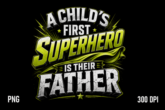 Fathers First Superhero PNG: A Heroic Design for Dad