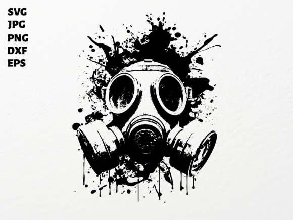 Gas Mask Ink Splatter SVG: Unleash Raw Edge in Your Designs