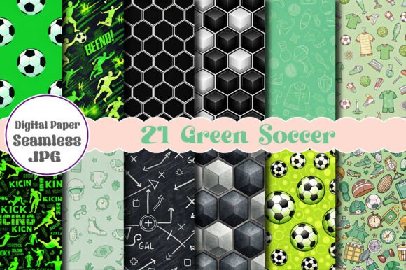Green Soccer Seamless Digital Papers for Creative Projects