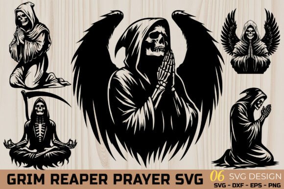 Grim Reaper Prayer SVG Bundle: Gothic Design Assets