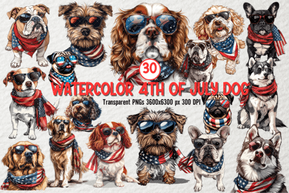 Patriotic Dogs 4th of July Watercolor: A Fresh Take on Holiday Art