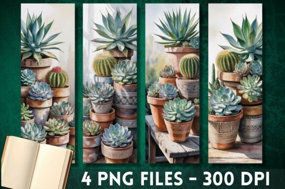 Potted Succulent Plants Garden Bookmark: A Fresh Design Asset
