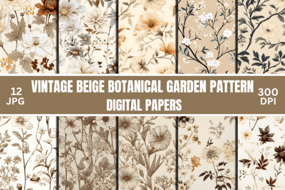 Timeless Elegance: The Vintage Beige Botanical Garden Pattern