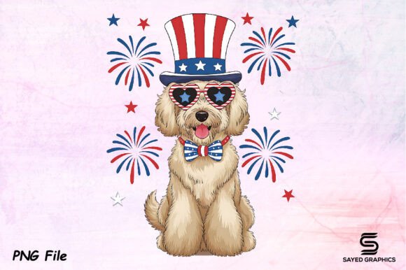 Unleashing Patriotic Spirit with a Golden Retriever PNG